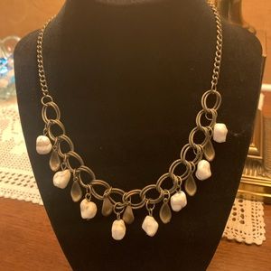 Brass Stone Chain Statement Necklace